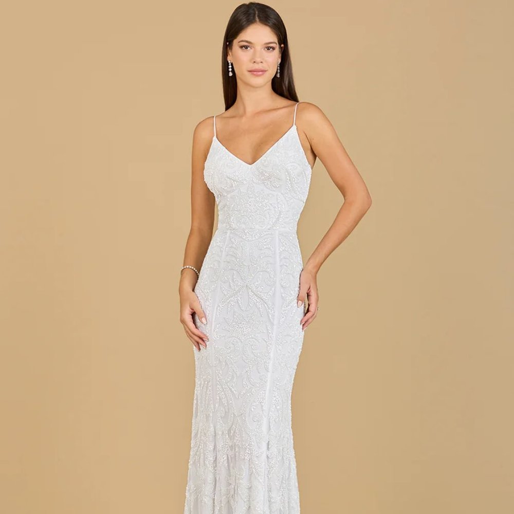 Size 10 LARA 51138 - BEADED SPAGHETTI STRAP MERMAID GOWN